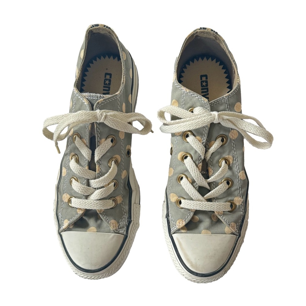 Converse Women’s double tongue grey & white polka dots